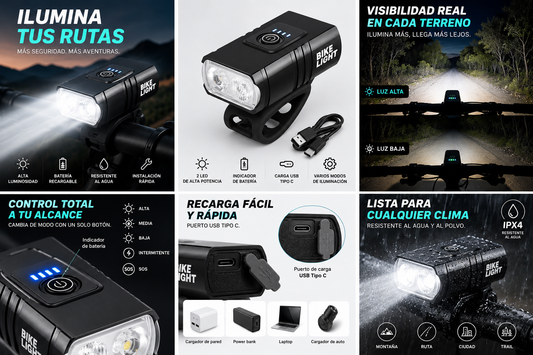 Luz Delantera Recargable para Bicicleta – LED USB